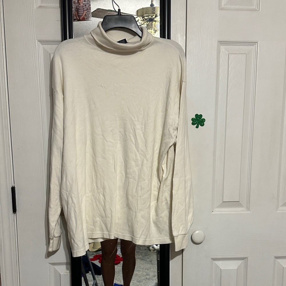 Alpine Off-White Cotton Turtleneck